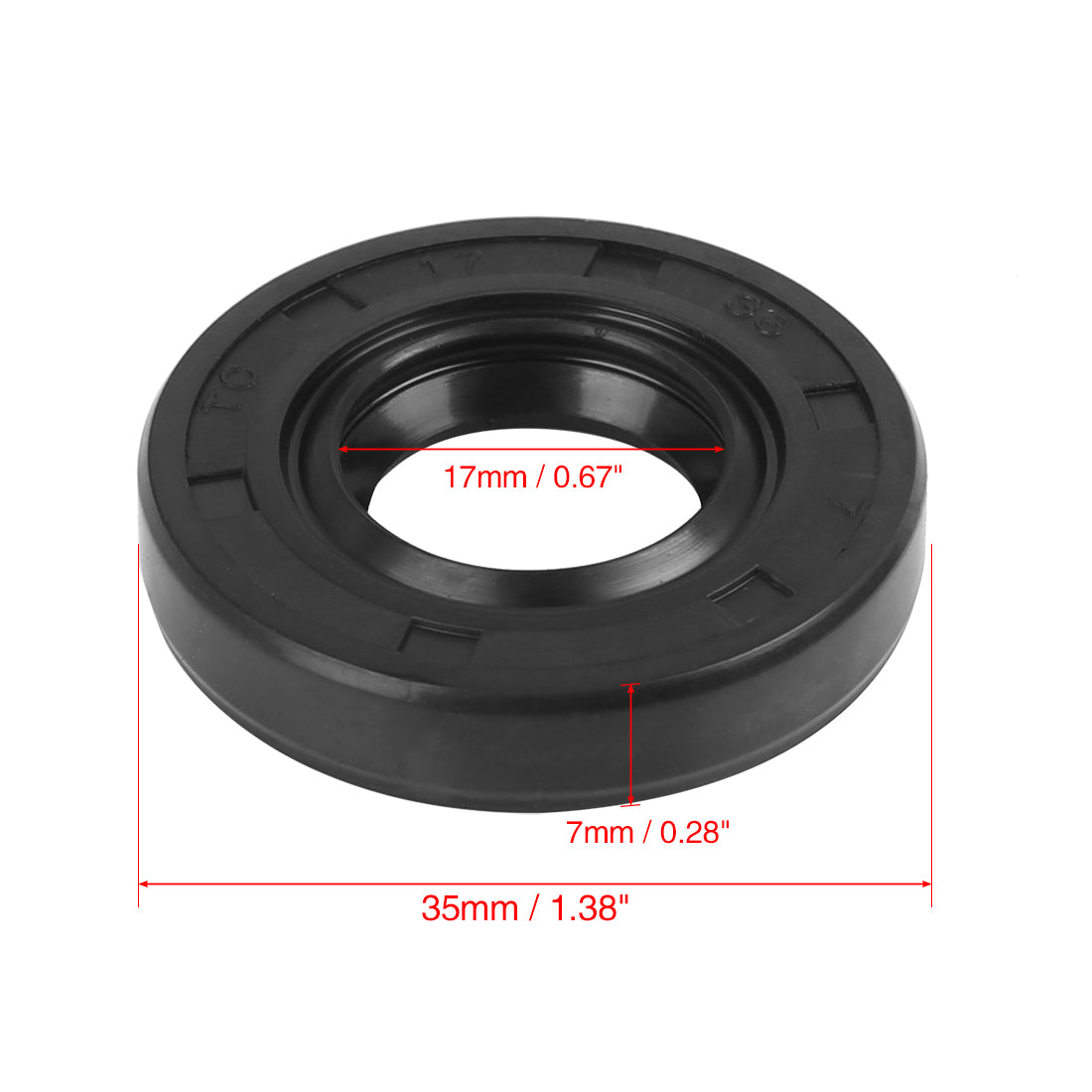 Harfington 17mm x 35mm x 7mm Rubber Double Lip TC Oil Shaft Seal