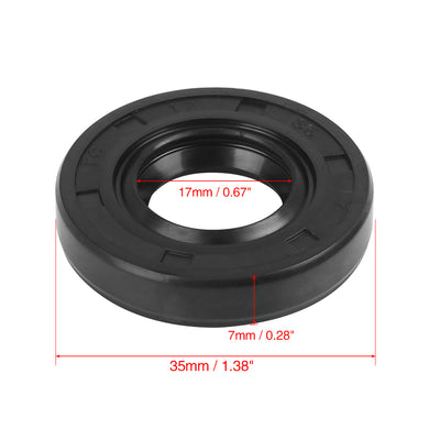 Harfington 17mm x 35mm x 7mm Rubber Double Lip TC Oil Shaft Seal
