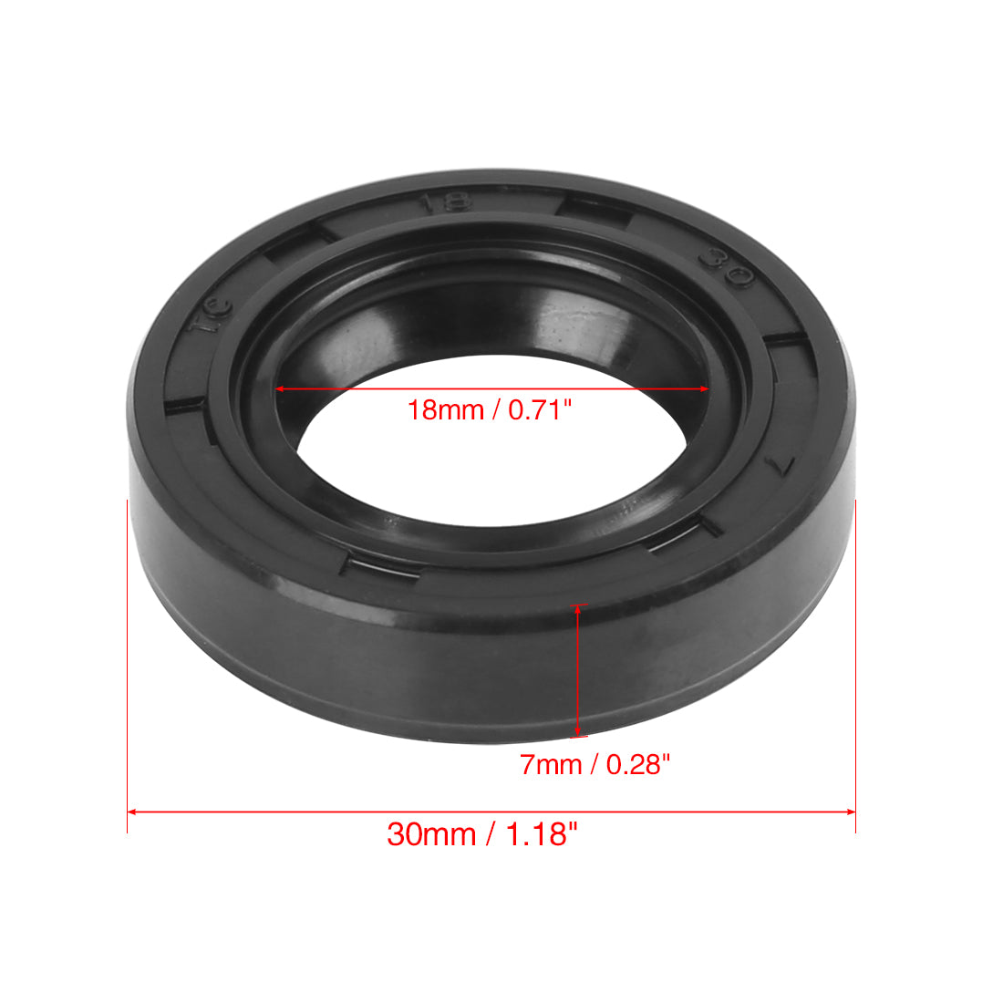 Harfington 18mm x 30mm x 7mm Rubber Double Lip TC Type Oil Shaft Seal