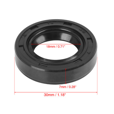 Harfington 18mm x 30mm x 7mm Rubber Double Lip TC Type Oil Shaft Seal