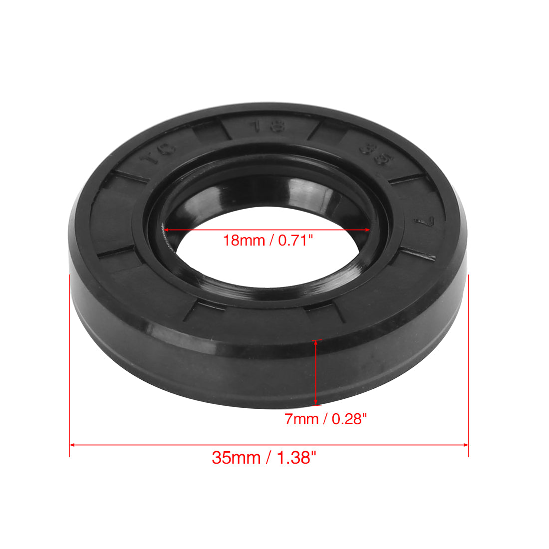 Harfington 18mm x 35mm x 7mm Rubber Double Lip TC Type Oil Shaft Seal