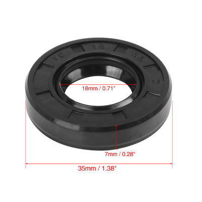 Harfington 18mm x 35mm x 7mm Rubber Double Lip TC Type Oil Shaft Seal