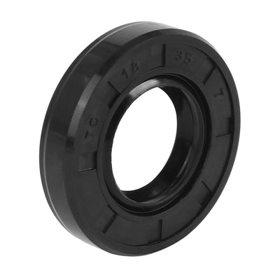 Harfington 18mm x 35mm x 7mm Rubber Double Lip TC Type Oil Shaft Seal