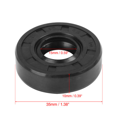 Harfington 15mm x 35mm x 10mm Rubber Double Lip TC Type Oil Shaft Seal