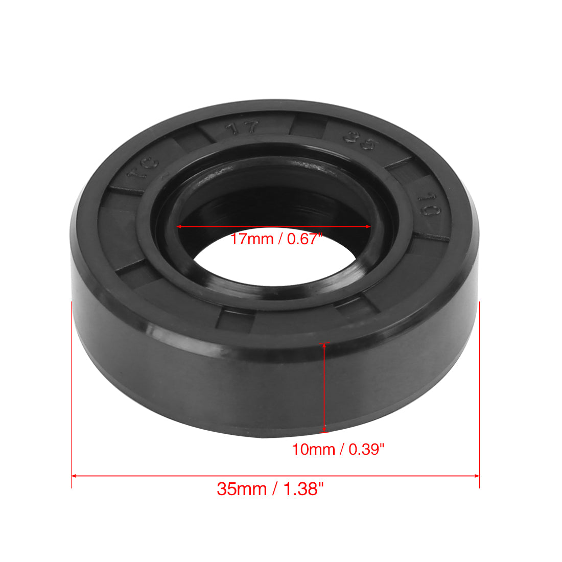 Harfington 17mm x 35mm x 10mm Rubber Double Lip TC Type Oil Shaft Seal