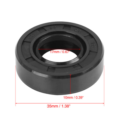 Harfington 17mm x 35mm x 10mm Rubber Double Lip TC Type Oil Shaft Seal