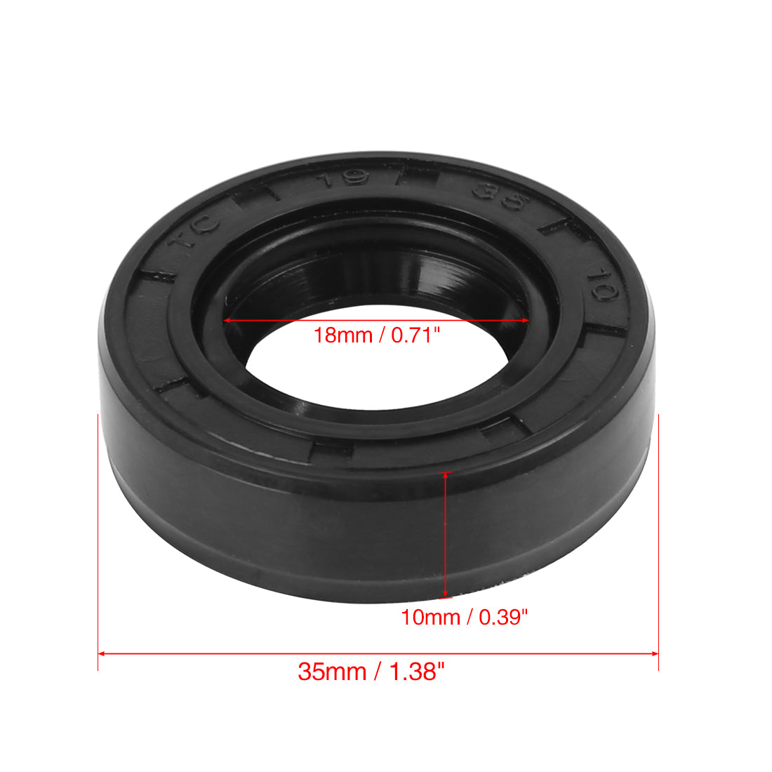 Harfington 18mm x 35mm x 10mm Rubber Double Lip TC Type Oil Shaft Seal