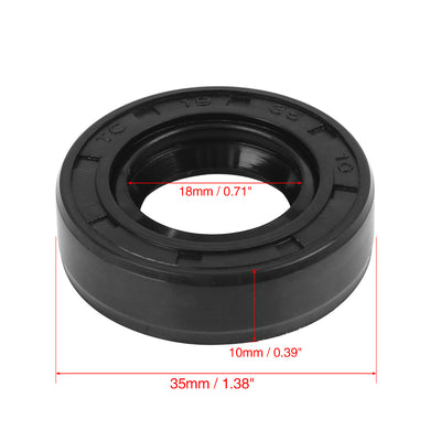 Harfington 18mm x 35mm x 10mm Rubber Double Lip TC Type Oil Shaft Seal