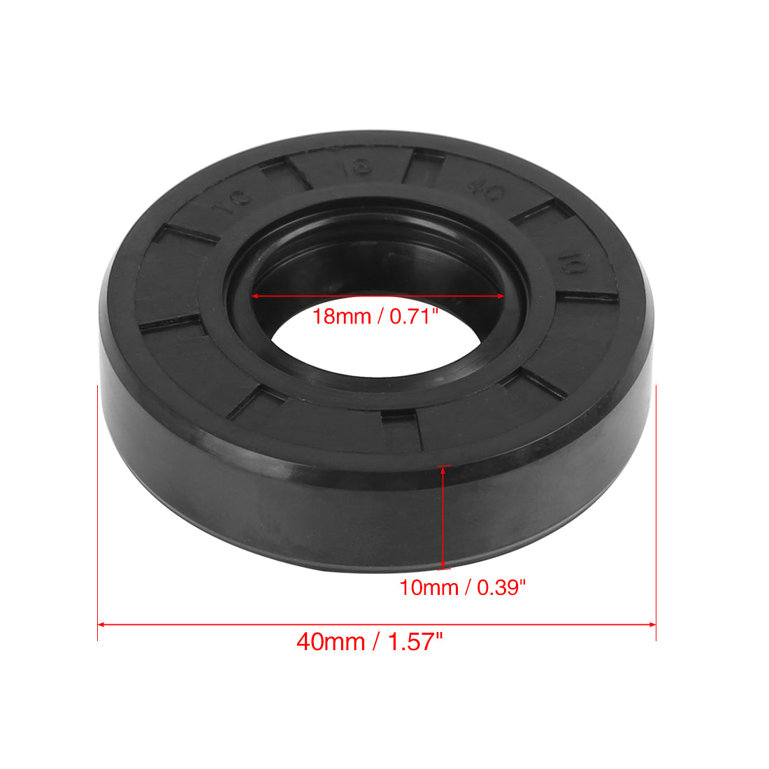 Harfington 18mm x 40mm x 10mm Rubber Double Lip TC Type Oil Shaft Seal