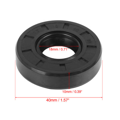 Harfington 18mm x 40mm x 10mm Rubber Double Lip TC Type Oil Shaft Seal
