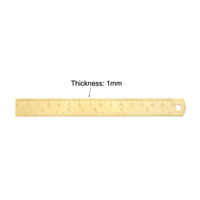 Harfington Straight Ruler 150mm 6 Inch Brass Measuring Tool with Hanging Hole 2pcs