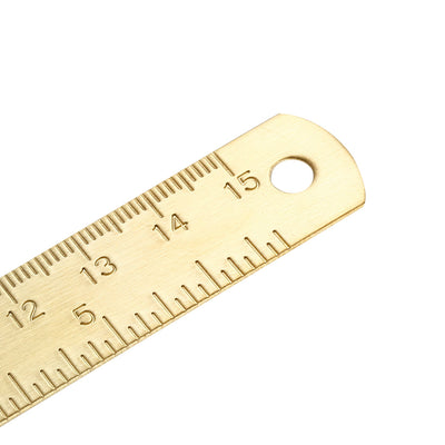 Harfington Straight Ruler 150mm 6 Inch Brass Measuring Tool with Hanging Hole 2pcs