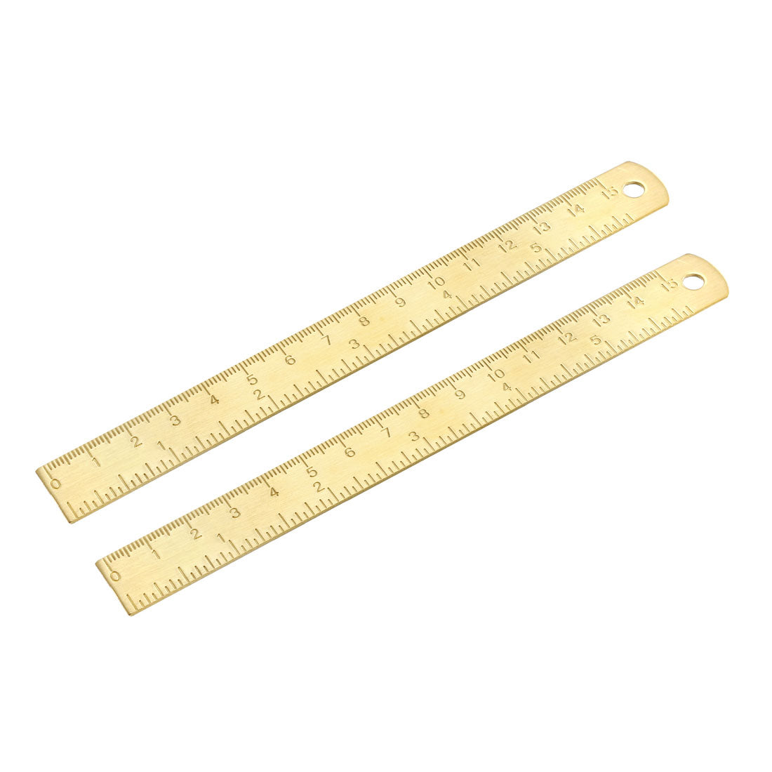 Harfington Straight Ruler 150mm 6 Inch Brass Measuring Tool with Hanging Hole 2pcs