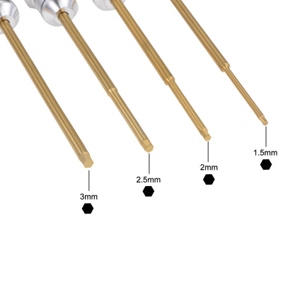 Harfington Set of 4 Titanium Hex Screwdrivers, 1.5/2/2.5/3mm Hexagonal Driver Bit with Handle