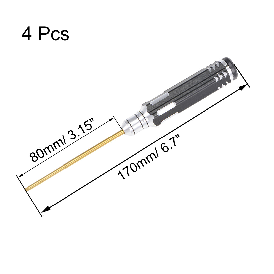 Harfington Set of 4 Titanium Hex Screwdrivers, 1.5/2/2.5/3mm Hexagonal Driver Bit with Handle