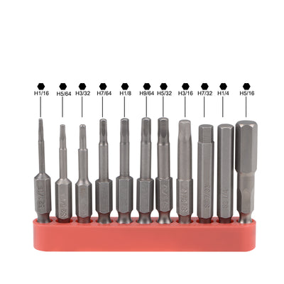 Harfington 1/16-5/16 Inch Hex Head Screwdriver Bit Set, 1/4 Inch Hex Shank S2 Steel Magnetic 2 Inch Long Drill Bits, 11 Piece