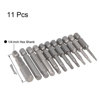 Harfington 1/16-5/16 Inch Hex Head Screwdriver Bit Set, 1/4 Inch Hex Shank S2 Steel Magnetic 2 Inch Long Drill Bits, 11 Piece