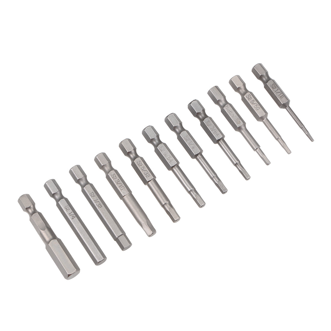 Harfington 1/16-5/16 Inch Hex Head Screwdriver Bit Set, 1/4 Inch Hex Shank S2 Steel Magnetic 2 Inch Long Drill Bits, 11 Piece