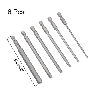 Harfington 1/8-5/16 Inch Hex Head Screwdriver Bit Set, 1/4 Inch Hex Shank S2 Steel Magnetic 2 Inch Long Drill Bits, 6 Piece