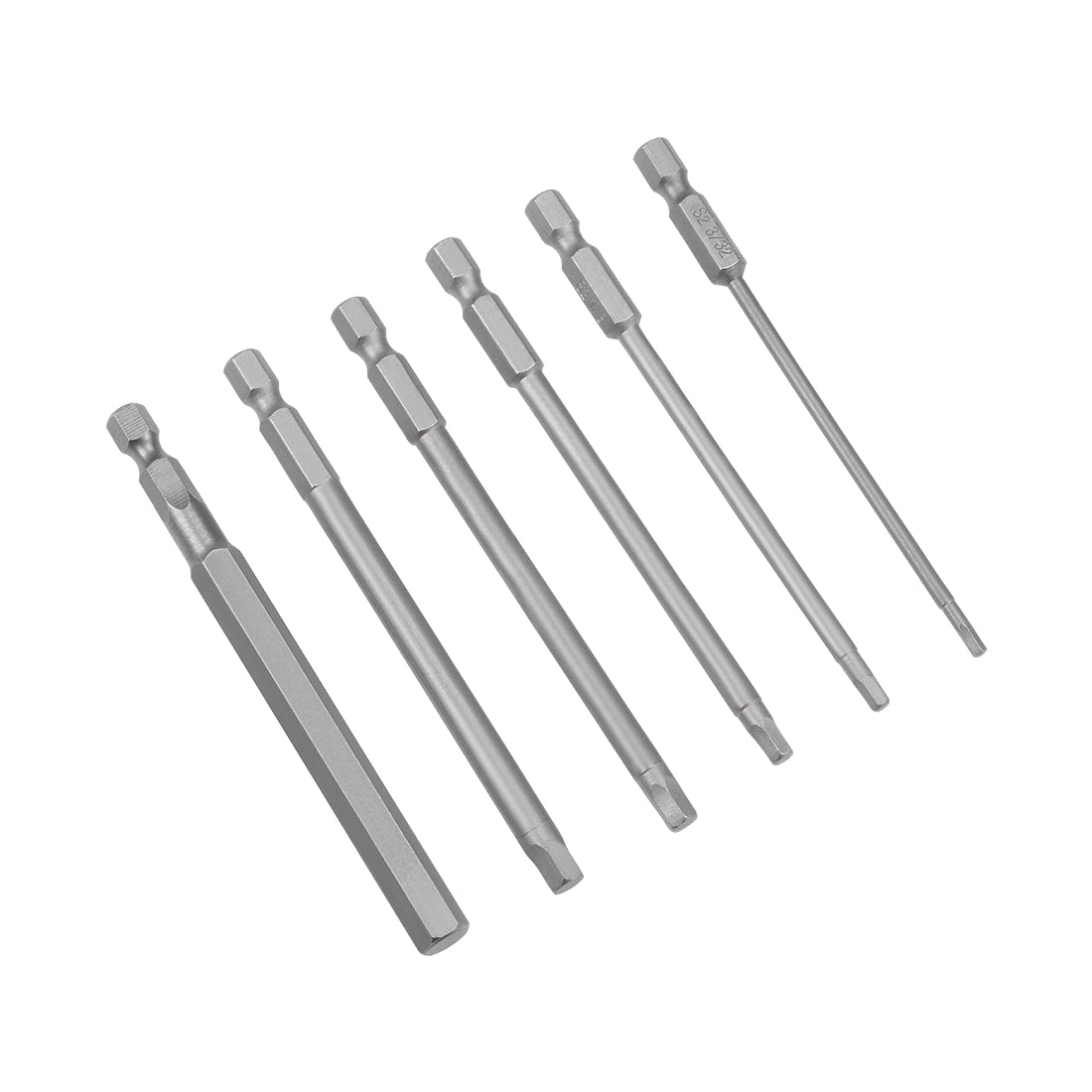 Harfington 1/8-5/16 Inch Hex Head Screwdriver Bit Set, 1/4 Inch Hex Shank S2 Steel Magnetic 2 Inch Long Drill Bits, 6 Piece