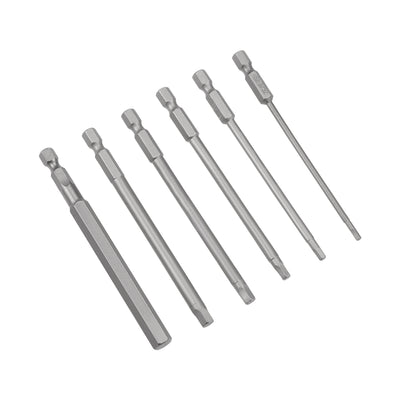 Harfington 1/8-5/16 Inch Hex Head Screwdriver Bit Set, 1/4 Inch Hex Shank S2 Steel Magnetic 2 Inch Long Drill Bits, 6 Piece