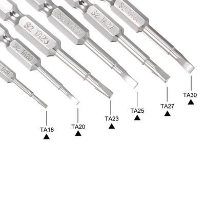 Harfington TA18/20/23/25/27/30 Triangle Screwdriver Bit Set, 1/4 Inch Hex Shank S2 Steel Magnetic 2 Inch Long Drill Bits, 6 Piece