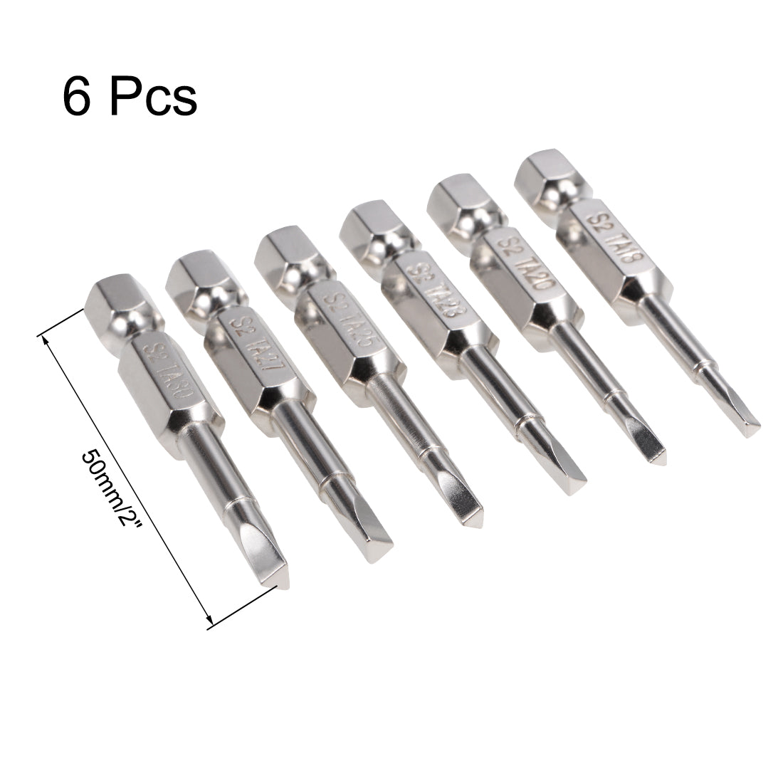 Harfington TA18/20/23/25/27/30 Triangle Screwdriver Bit Set, 1/4 Inch Hex Shank S2 Steel Magnetic 2 Inch Long Drill Bits, 6 Piece