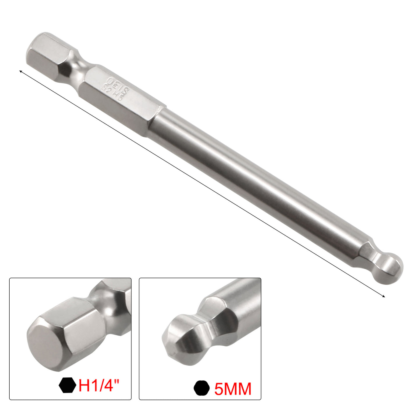 Harfington 5 Pcs H5 (5mm) Ball End Screwdriver Bits, S2 Steel Magnetic 2.95 Inch Long Drill Bit with 1/4 Inch Hex Shank