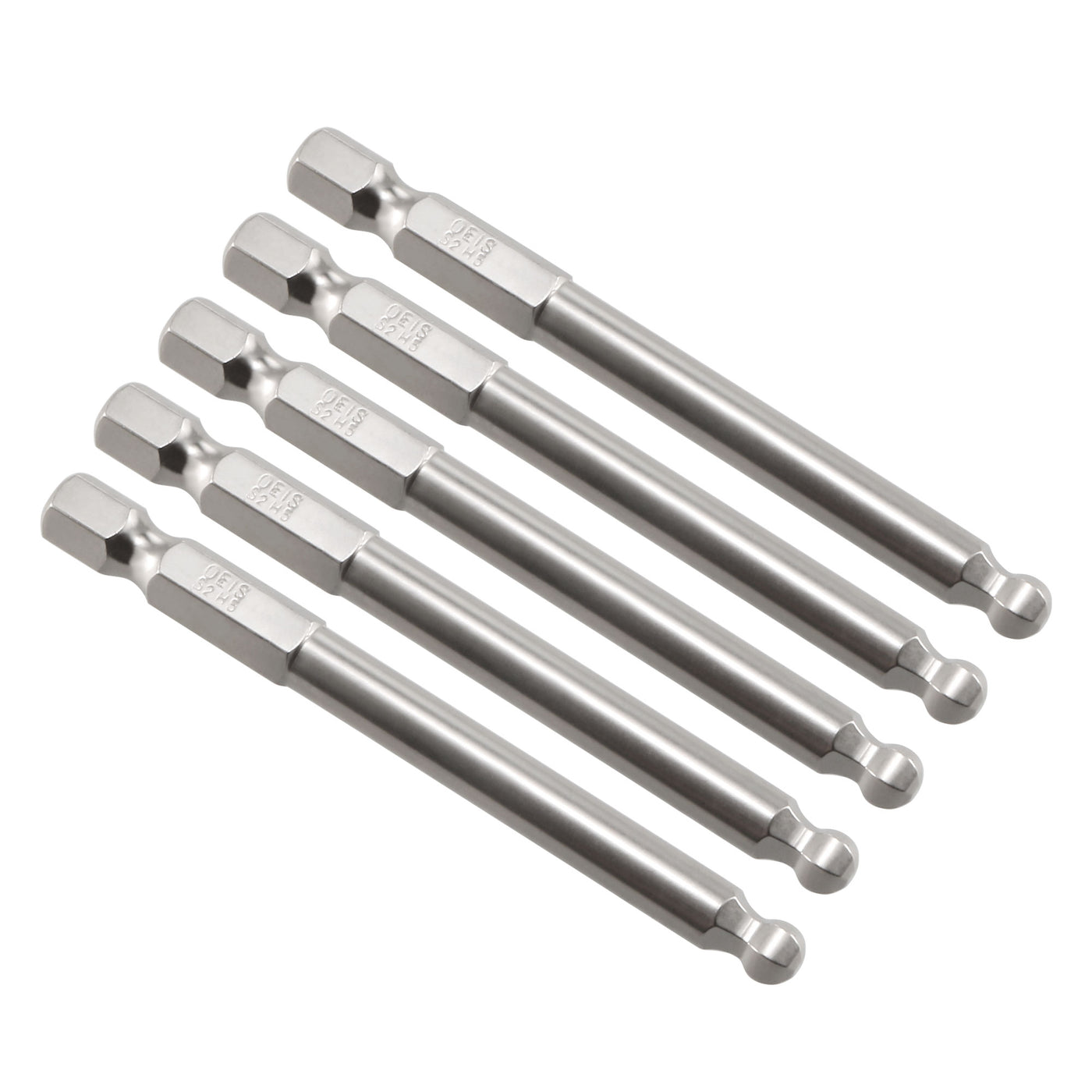 Harfington 5 Pcs H5 (5mm) Ball End Screwdriver Bits, S2 Steel Magnetic 2.95 Inch Long Drill Bit with 1/4 Inch Hex Shank