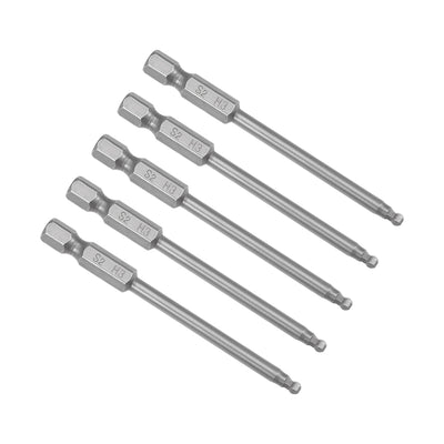 Harfington 5 Pcs H3 (3mm) Ball End Screwdriver Bits, S2 Steel Magnetic 2.95 Inch Long Drill Bit with 1/4 Inch Hex Shank