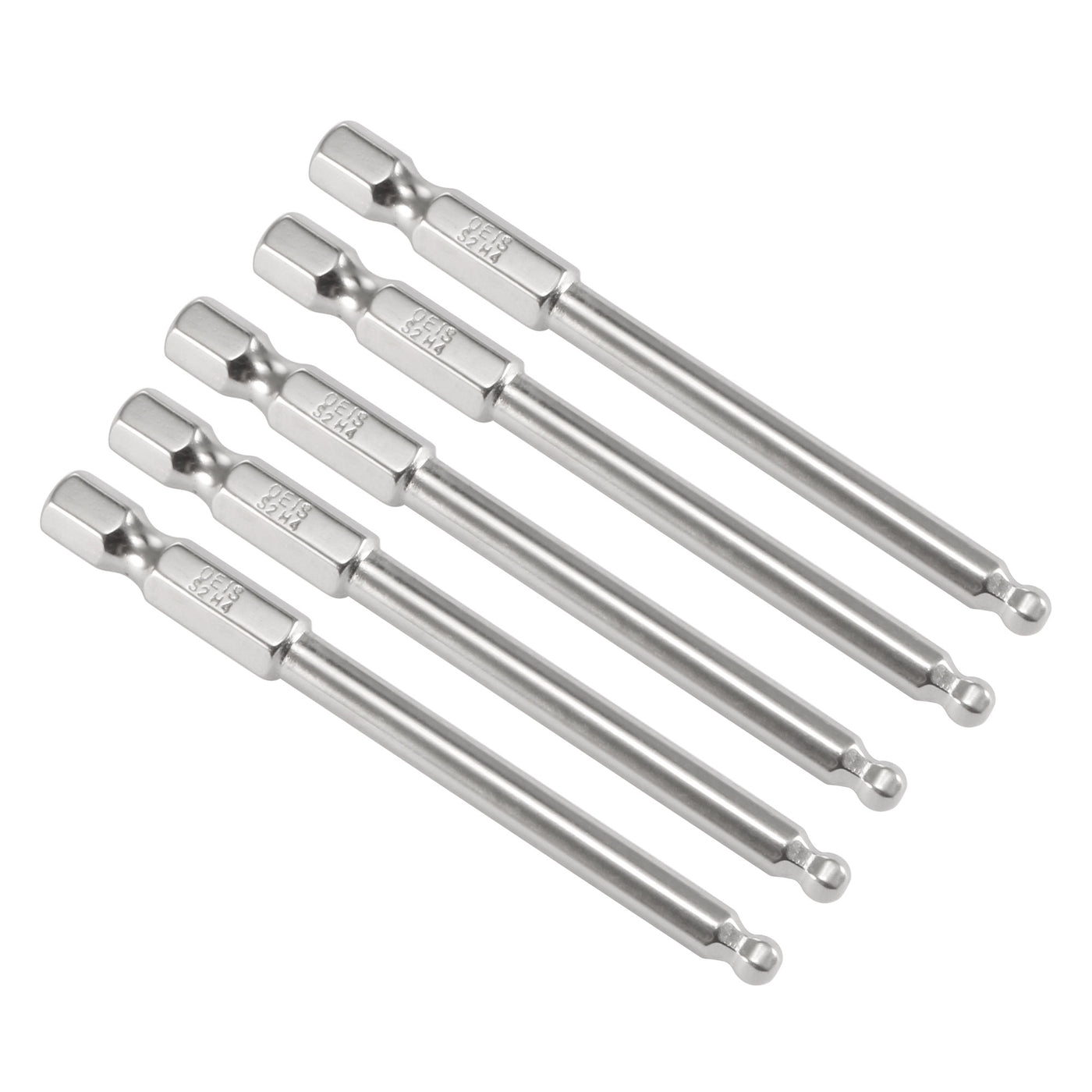 Harfington 5 Pcs H4 (4mm) Ball End Screwdriver Bits, S2 Steel Magnetic 2.95 Inch Long Drill Bit with 1/4 Inch Hex Shank