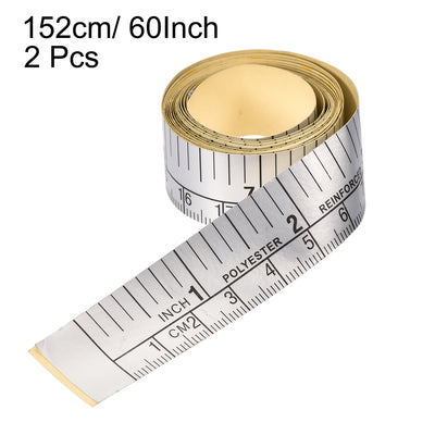 Harfington Adhesive Backed Tape Measure 60 Inches Inch/Metric Scale for Workbench 2pcs