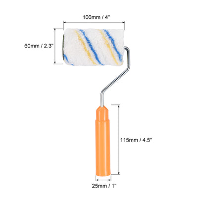 Harfington Paint Roller Brush 4 Inch 10cm for Household Wall Painting Treatment with Plastic Handle 2pcs