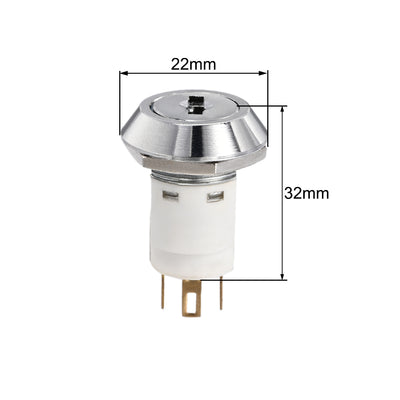 Harfington 16mm 2 Positions Key Locking Push Button Switch With 2 Keys NO NC S1605 1pcs