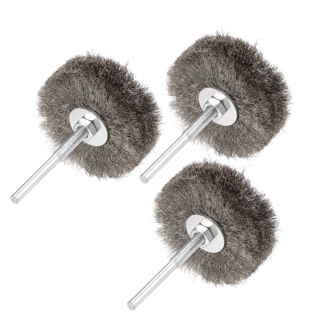 Harfington 80mm Wire Wheel Brush Bench Stainless Steel Crimped Wire with 1/4-Inch Shank 3 Pcs