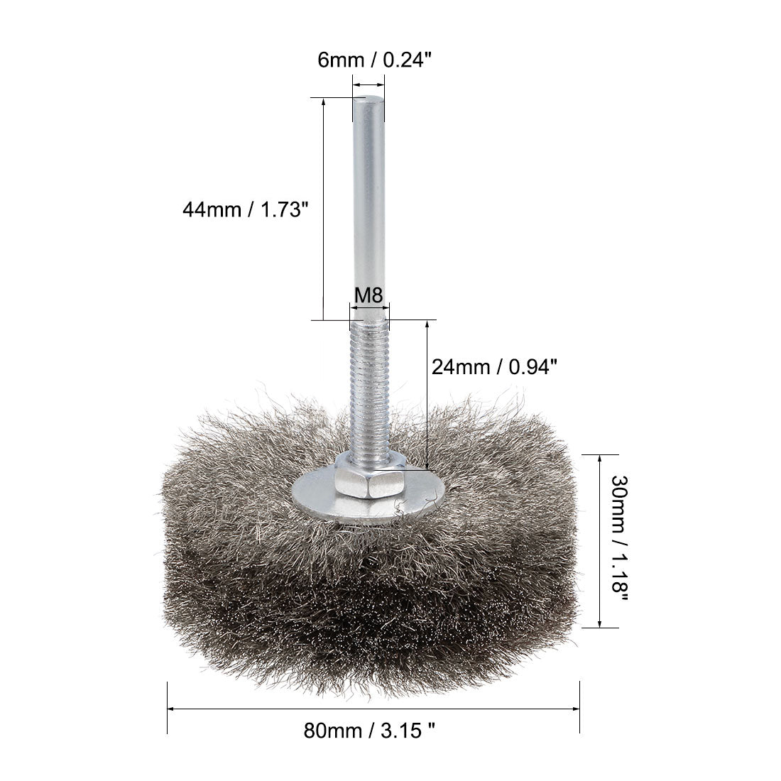 Harfington 80mm Wire Wheel Brush Bench Stainless Steel Crimped Wire with 1/4-Inch Shank 5 Pcs