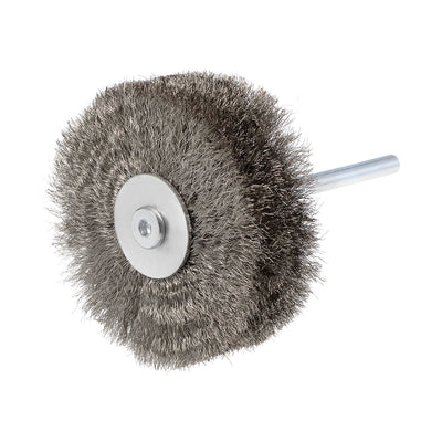 Harfington 80mm Wire Wheel Brush Bench Stainless Steel Crimped Wire with 1/4-Inch Shank 5 Pcs