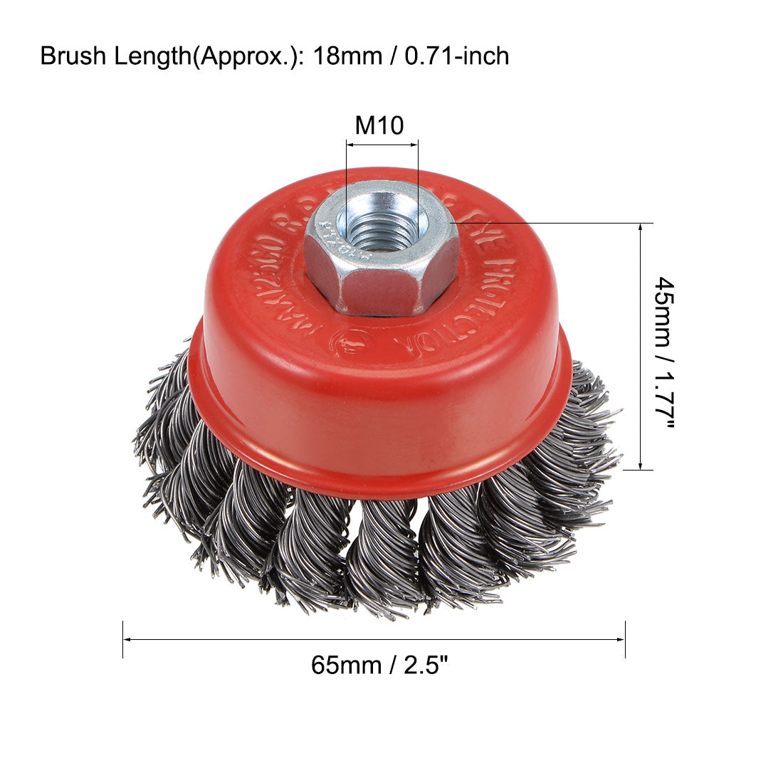 Harfington 2-1/2-Inch Wire Cup Brush Twist Knotted Crimped Steel with M10 Threaded Hole