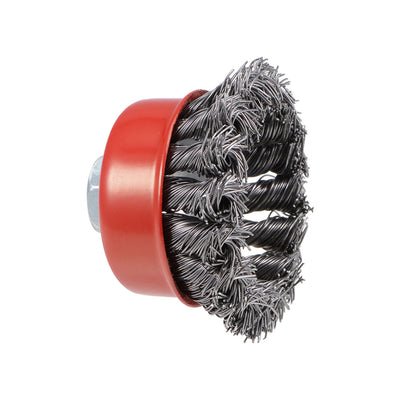 Harfington 2-1/2-Inch Wire Cup Brush Twist Knotted Crimped Steel with M10 Threaded Hole