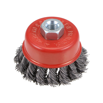 Harfington 2-1/2-Inch Wire Cup Brush Twist Knotted Crimped Steel with M10 Threaded Hole