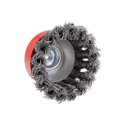 Harfington 2-1/2-Inch Wire Cup Brush Twist Knotted Crimped Steel with M10 Threaded Hole 2 Pcs