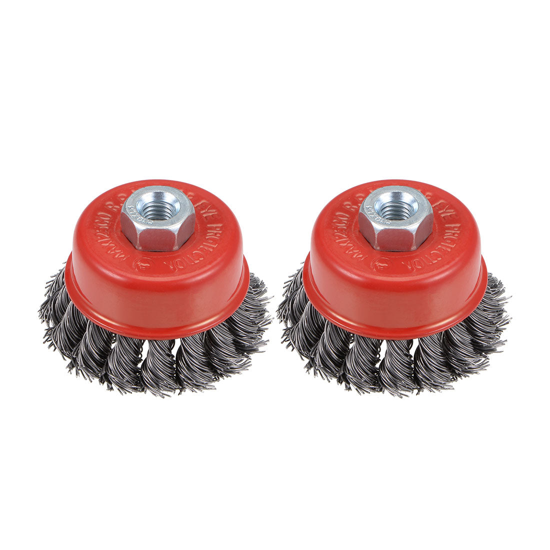 Harfington 2-1/2-Inch Wire Cup Brush Twist Knotted Crimped Steel with M10 Threaded Hole 2 Pcs