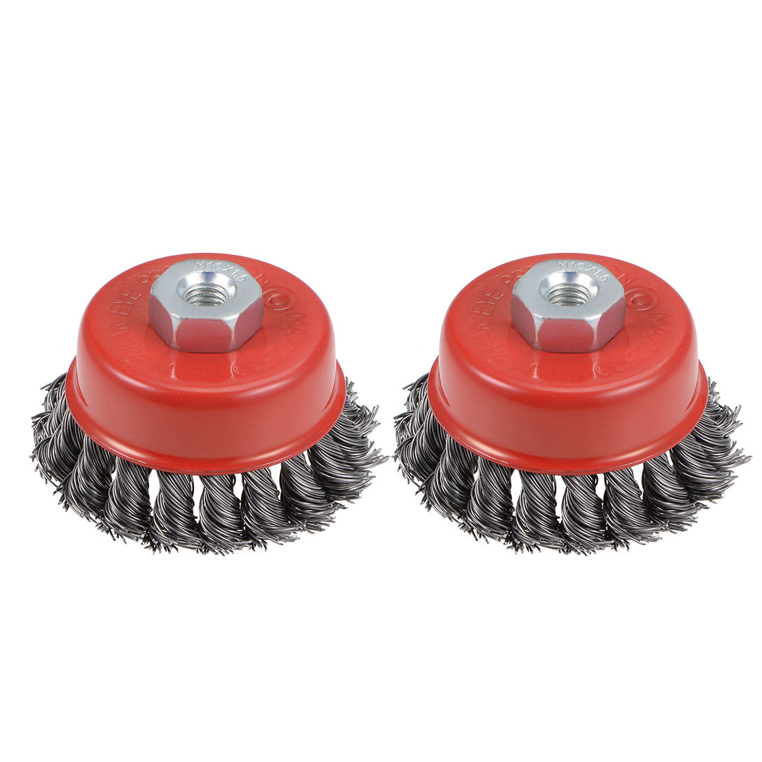 Harfington 3-Inch Wire Cup Brush Twist Knotted Crimped Steel with M10 Threaded Hole 2 Pcs