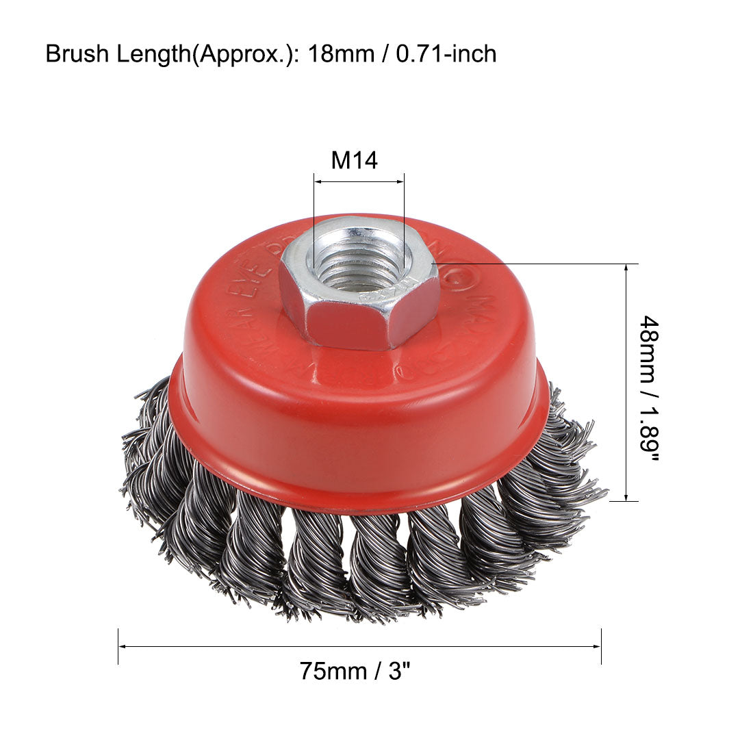 Harfington 3-Inch Wire Cup Brush Twist Knotted Crimped Steel with Threaded Hole for Grinder 3 Pcs