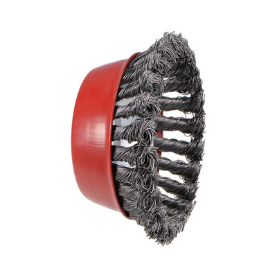 Harfington 4-Inch Wire Cup Brush Twist Knotted Crimped Steel with M14 Threaded Hole 2 Pcs