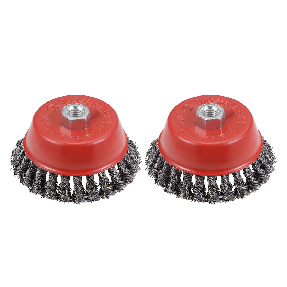 Harfington 5-Inch Wire Cup Brush Twist Knotted Crimped Steel with M14 Threaded Hole 2 Pcs