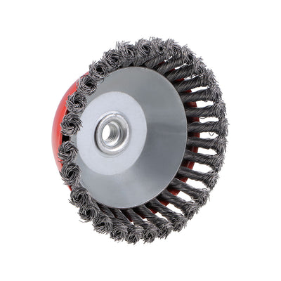 Harfington 6-Inch Wire Cup Brush Twist Knotted Crimped Steel with M14 Threaded Hole 3 Pcs