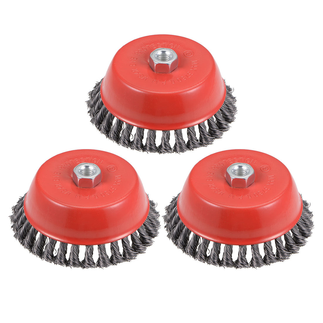 Harfington 6-Inch Wire Cup Brush Twist Knotted Crimped Steel with M14 Threaded Hole 3 Pcs