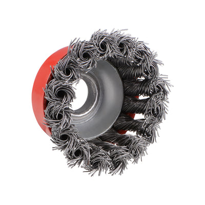 Harfington 2-1/2-Inch Wire Cup Brush Twist Knotted Crimped Steel with 5/8-Inch Arbor Hole 2 Pcs