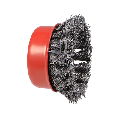 Harfington 2-1/2-Inch Wire Cup Brush Twist Knotted Crimped Steel with 5/8-Inch Arbor Hole 2 Pcs